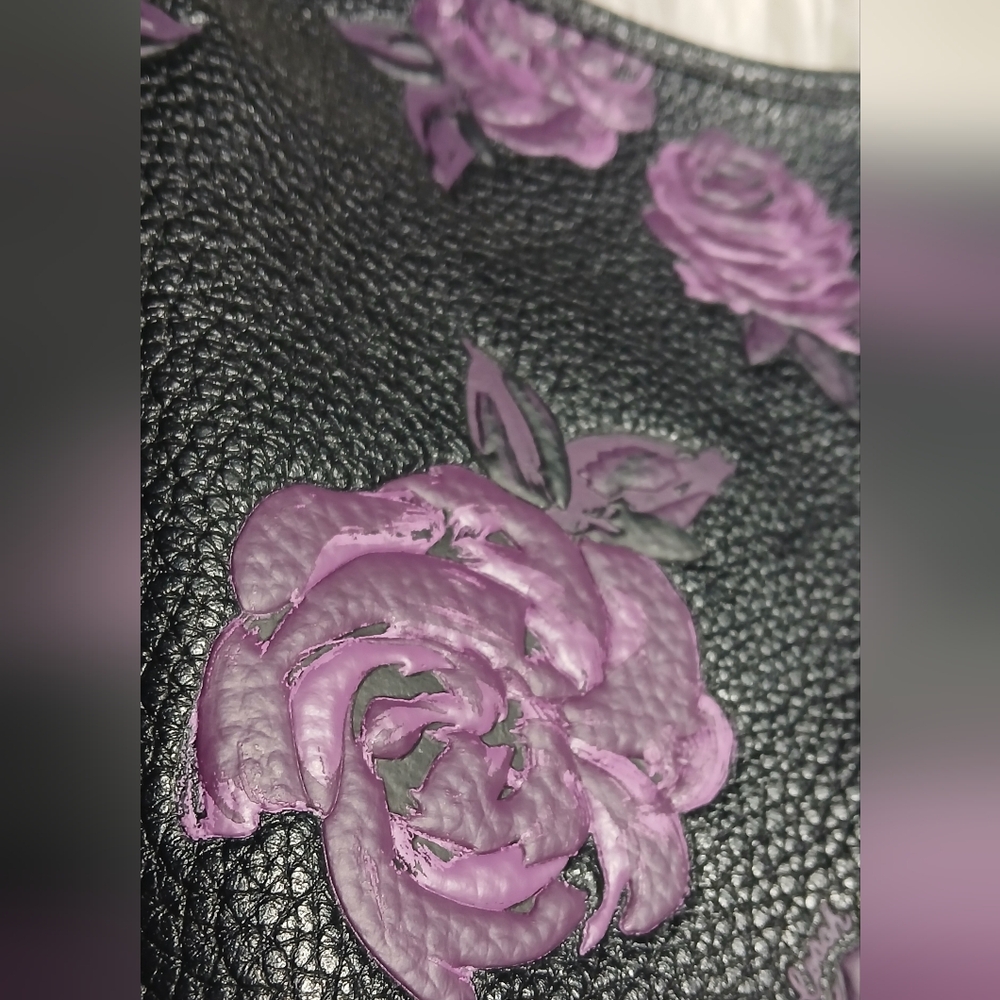 Coach Black and Purple Floral Laurel Shoulder Bag - Picture 5 of 12